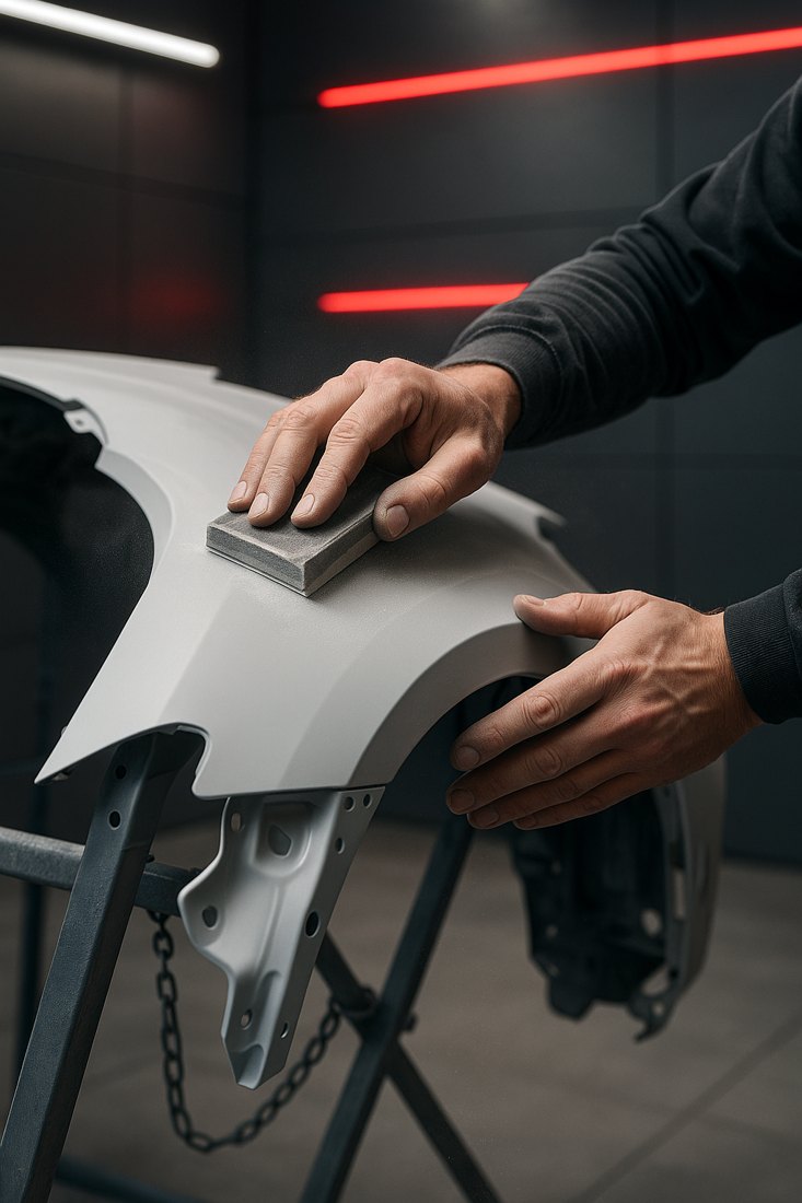 Bodywork and paint repairs in the workshop