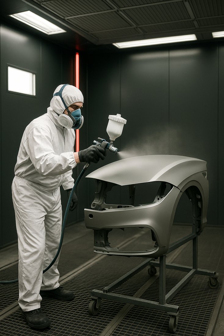 Professionelle Lackierung in der Lackierkabine